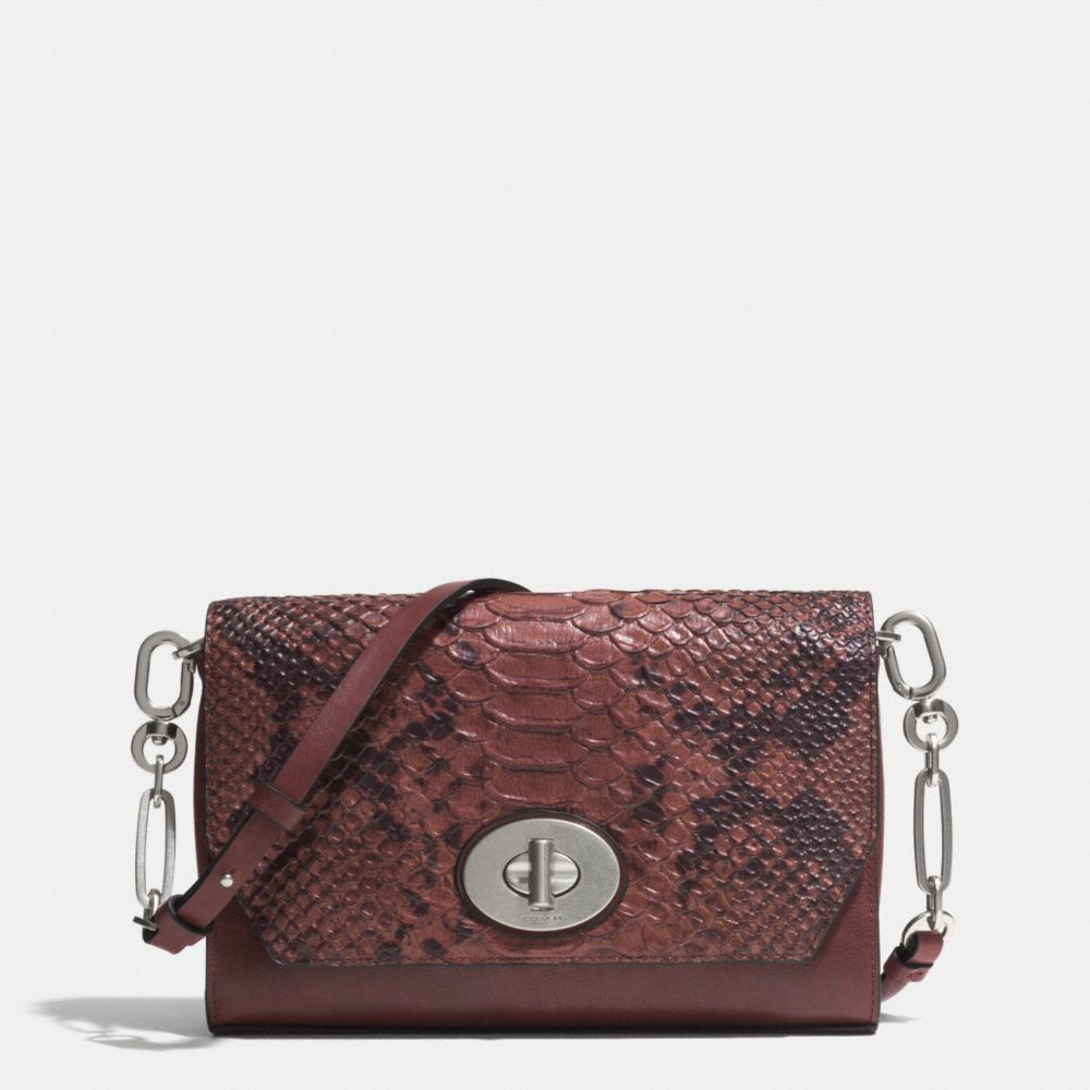 BLEECKER CROSSTOWN CROSSBODY IN PYTHON EMBOSSED LEATHER - f52118 -  ANTIQUE NICKEL/BRICK