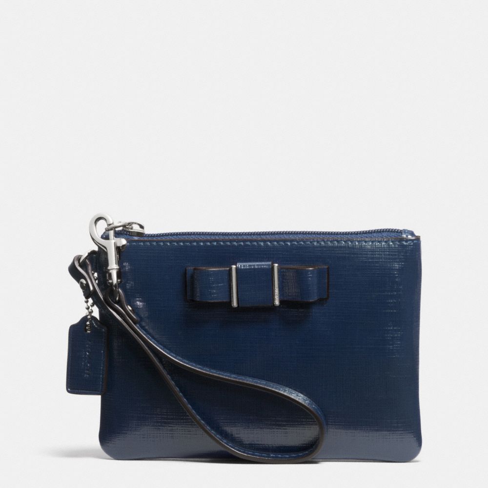 COACH DARCY PATENT BOW SMALL WRISTLET - SILVER/NAVY - F52137