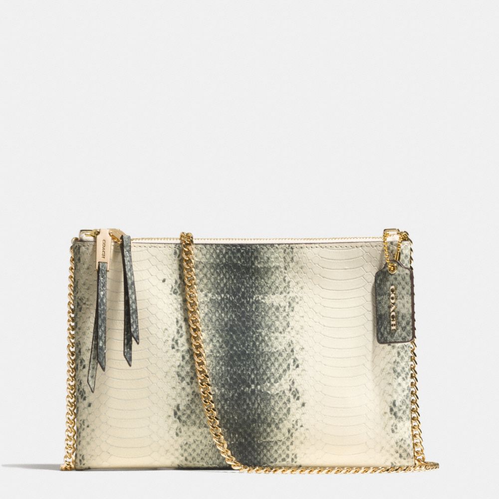 ZIP TOP CROSSBODY IN STRIPED PYTHON EMBOSSED LEATHER - f52161 -  GOLD/BLACK/WHITE