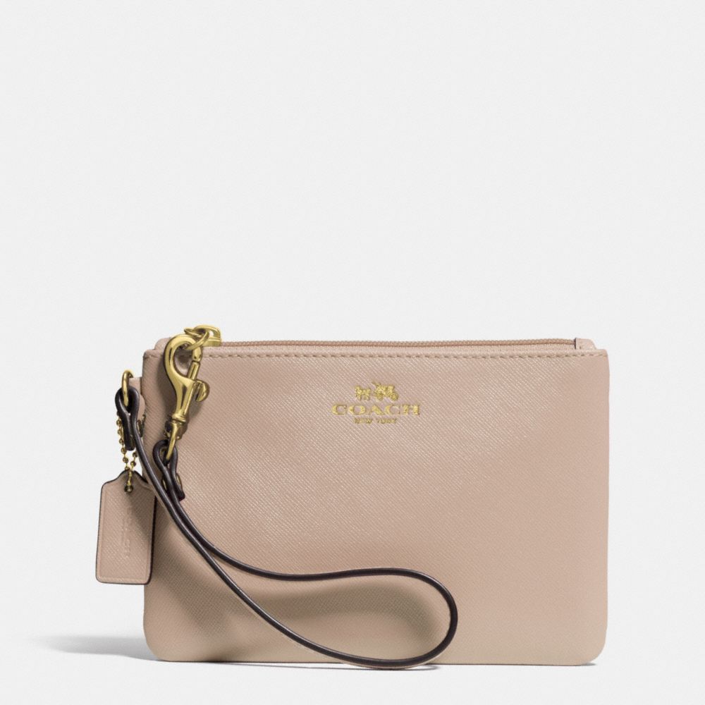 DARCY LEATHER SMALL WRISTLET - BRASS/SAND - COACH F52205