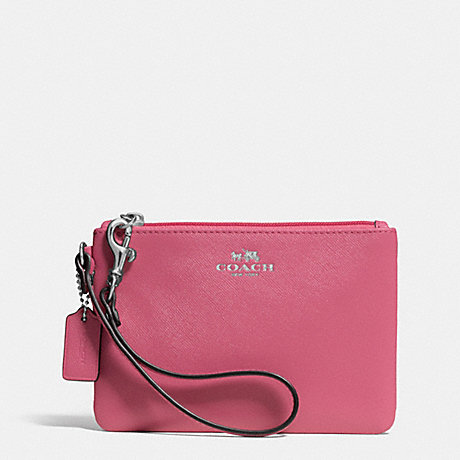 COACH f52205 DARCY LEATHER SMALL WRISTLET SILVER/LIGHT PINK