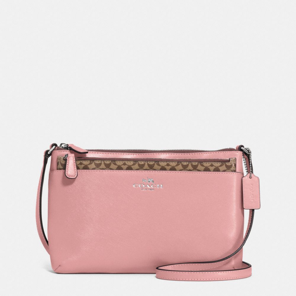 DARCY LEATHER SWINGPACK WITH POP UP POUCH - SILVER/LIGHT PINK - COACH F52206