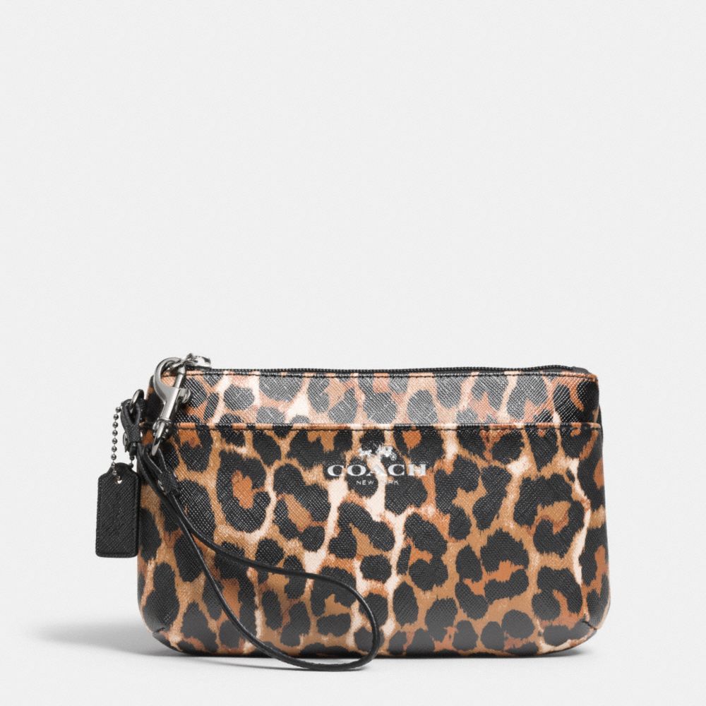 PEYTON OCELOT PRINT MEDIUM WRISTLET - f52230 - SILVER/NATURAL MULTI