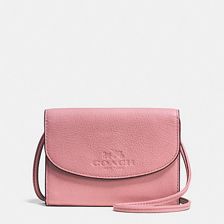 COACH f52248 PHONE CROSSBODY IN PEBBLE LEATHER SILVER/SHADOW ROSE