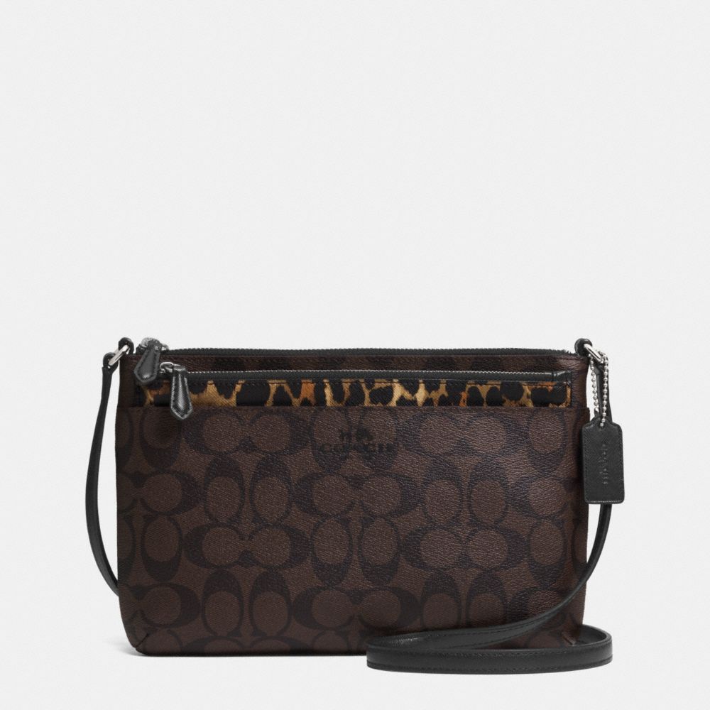 PEYTON OCELOT PRINT SWINGPACK WITH POP UP POUCH - COACH F52268 - SILVER/NATURAL MULTI