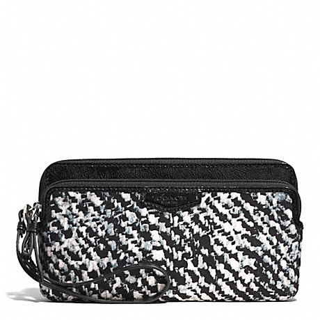 COACH DONEGAL DOUBLE ZIP WALLET - SILVER/IVORY MULTI - f52287