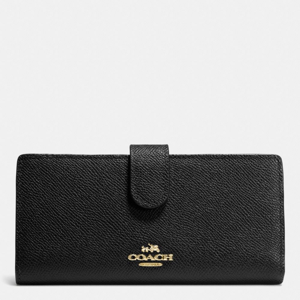 SKINNY WALLET IN EMBOSSED TEXTURED LEATHER - LIGHT GOLD/BLACK - COACH F52326