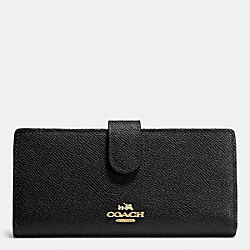COACH F52326 Skinny Wallet In Embossed Textured Leather LIGHT GOLD/BLACK