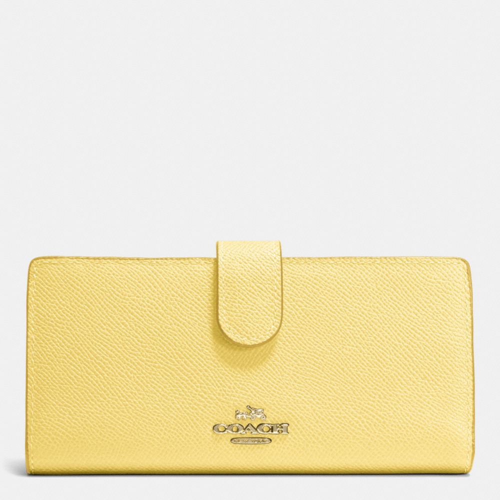 COACH f52326 SKINNY WALLET IN EMBOSSED TEXTURED LEATHER LIGHT GOLD/PALE YELLOW