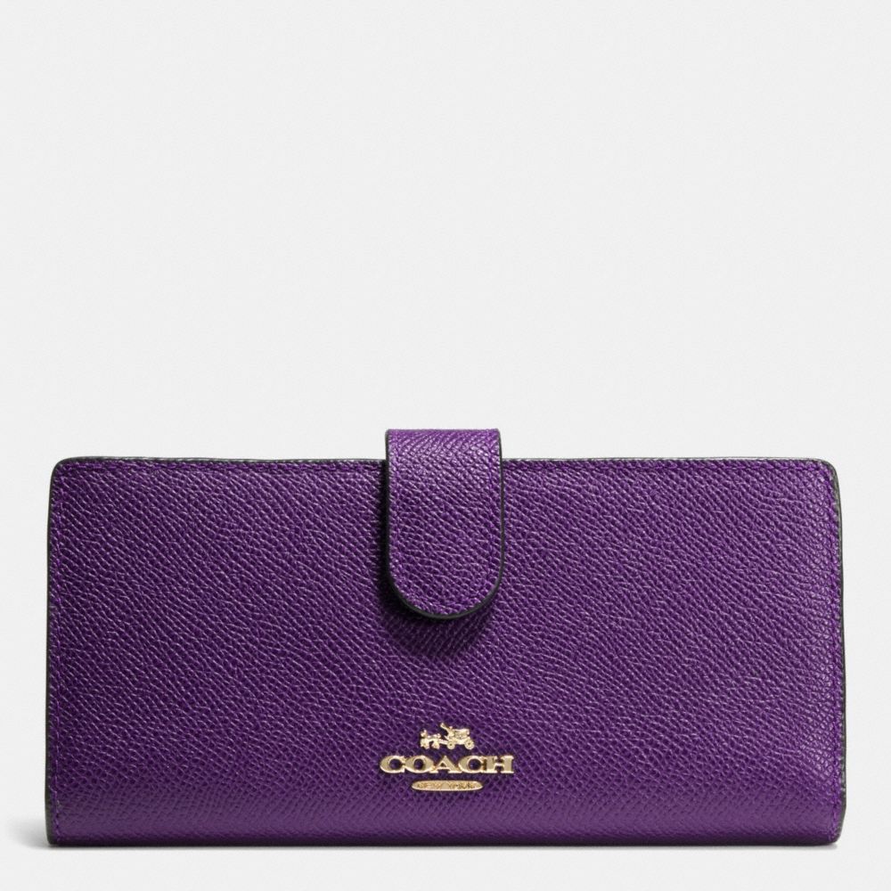 COACH F52326 SKINNY WALLET IN EMBOSSED TEXTURED LEATHER LIGHT-GOLD/VIOLET