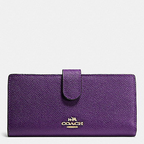 COACH f52326 SKINNY WALLET IN EMBOSSED TEXTURED LEATHER LIGHT GOLD/VIOLET