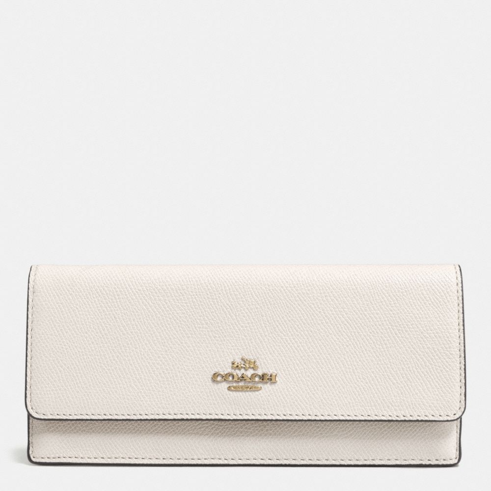 SOFT WALLET IN EMBOSSED TEXTURED LEATHER - LIGHT GOLD/CHALK - COACH F52331