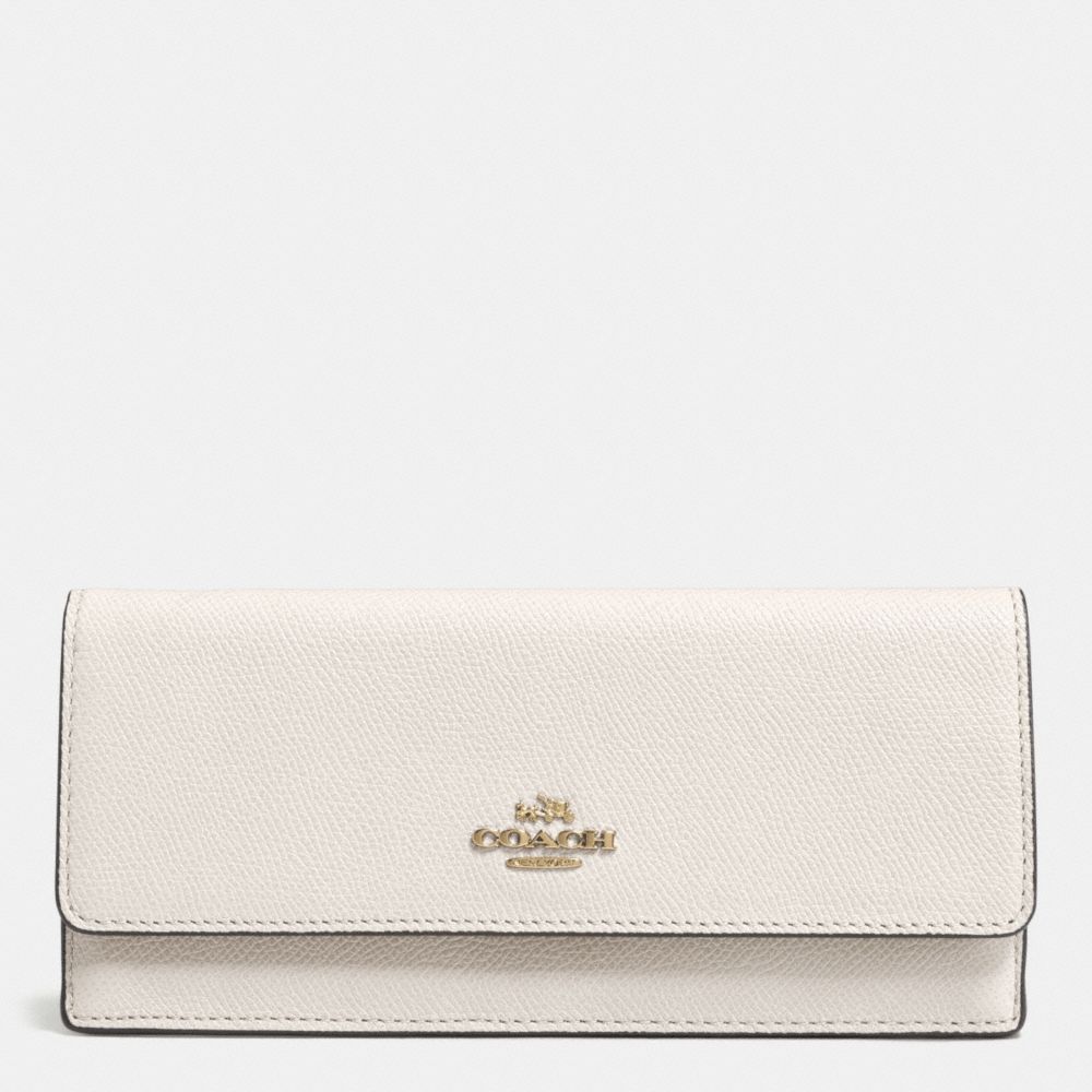 COACH F52331 Soft Wallet In Embossed Textured Leather LIGHT GOLD/CHALK