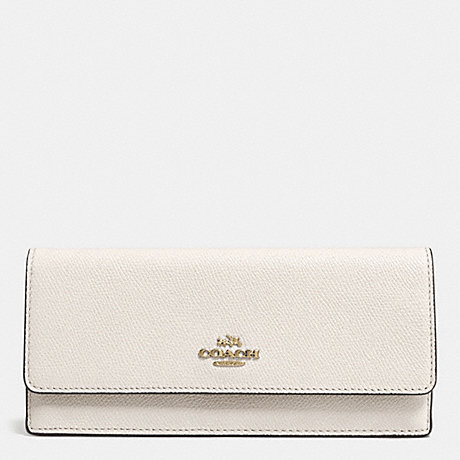 COACH f52331 SOFT WALLET IN EMBOSSED TEXTURED LEATHER LIGHT GOLD/CHALK