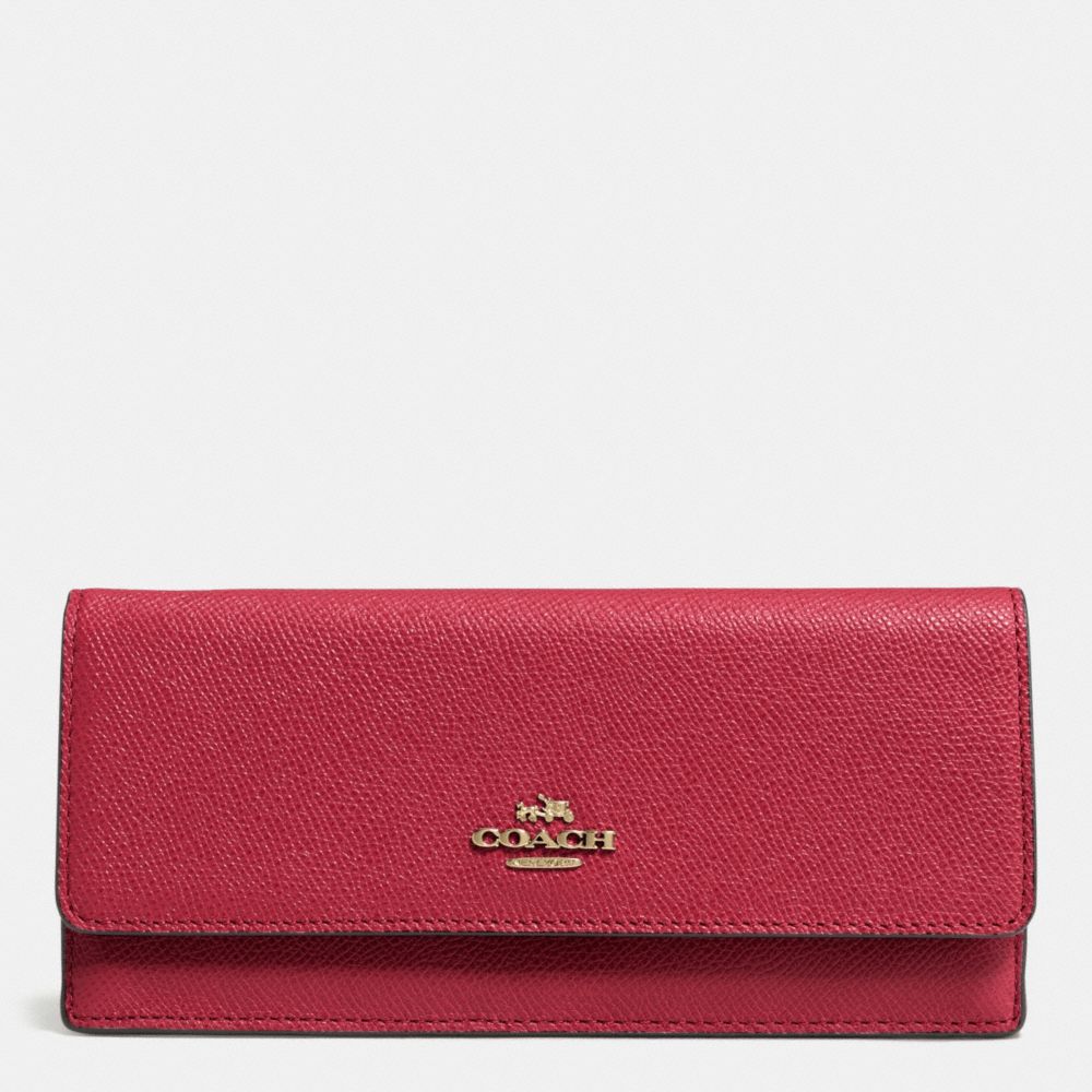 SOFT WALLET IN EMBOSSED TEXTURED LEATHER - LIGHT GOLD/RED CURRANT - COACH F52331