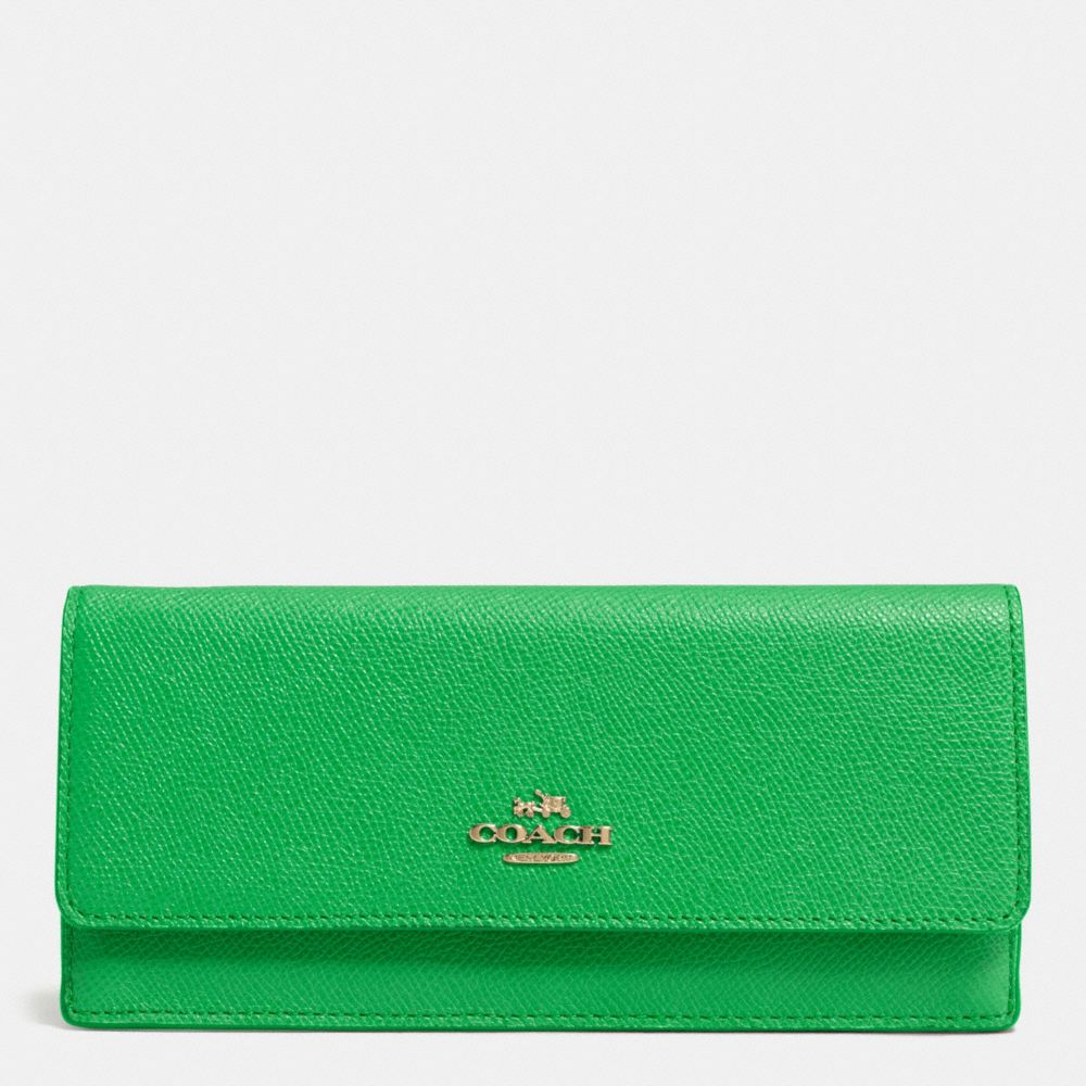 SOFT WALLET IN EMBOSSED TEXTURED LEATHER - LIGRN - COACH F52331