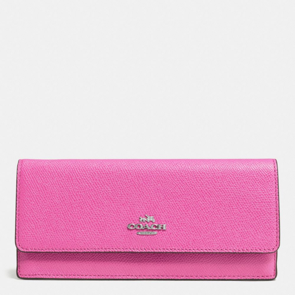 COACH SOFT WALLET IN EMBOSSED TEXTURED LEATHER - SILVER/FUCHSIA - F52331