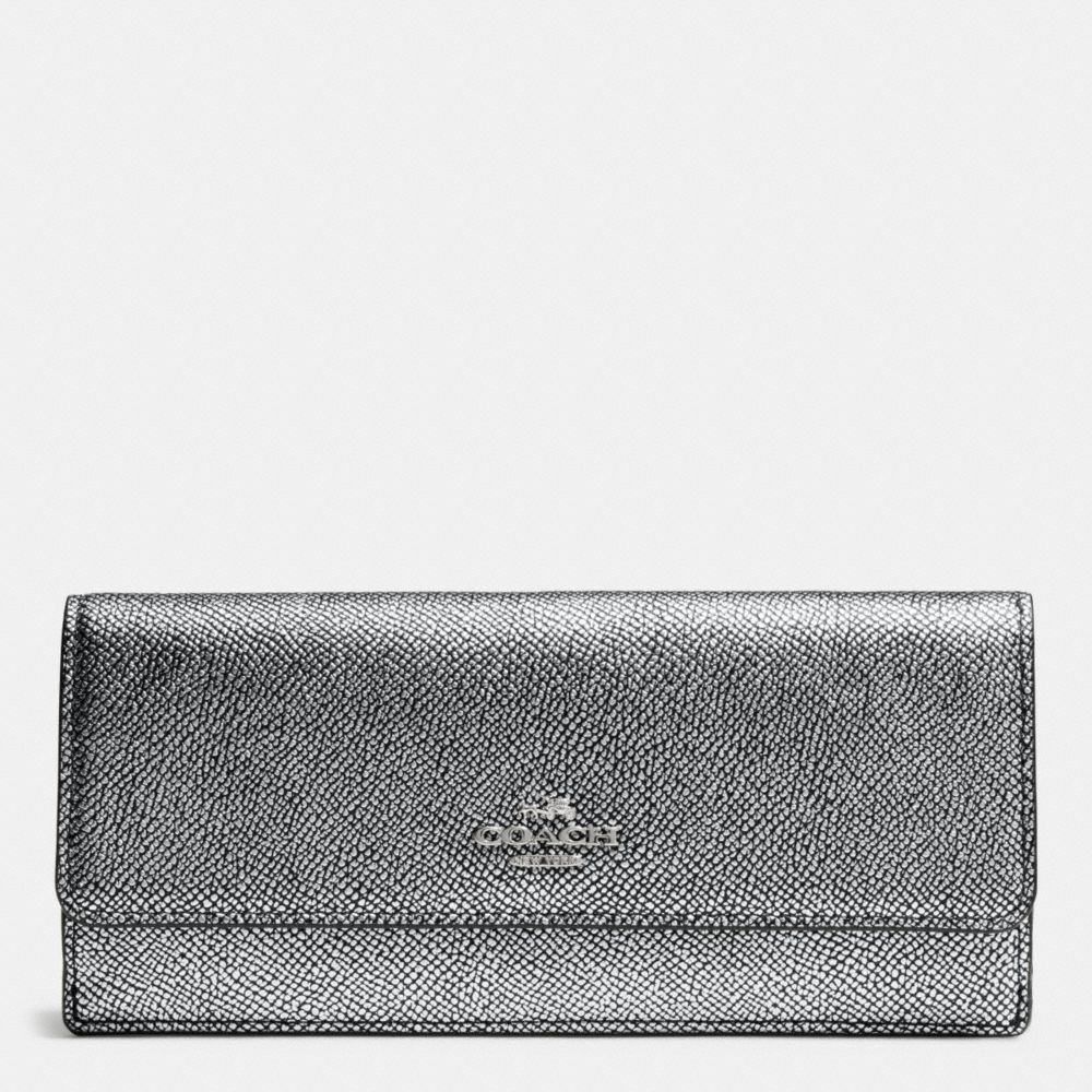SOFT WALLET IN EMBOSSED TEXTURED LEATHER - f52331 - SILVER/SILVER
