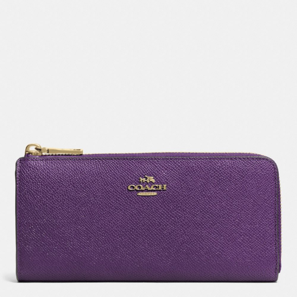 SLIM ZIP WALLET IN EMBOSSED TEXTURED LEATHER - LIGHT GOLD/VIOLET - COACH F52333