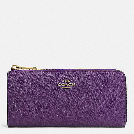 COACH F52333 SLIM ZIP WALLET IN EMBOSSED TEXTURED LEATHER -LIGHT-GOLD/VIOLET