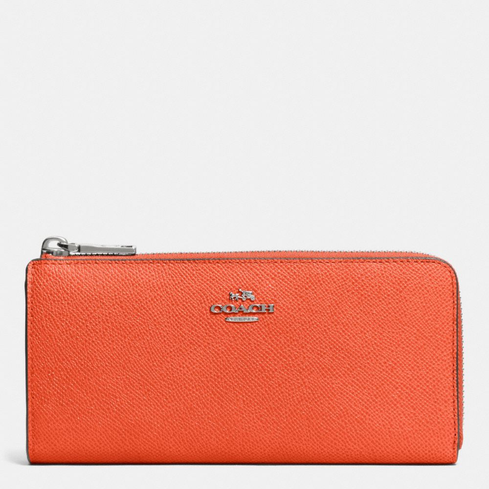 SLIM ZIP WALLET IN EMBOSSED TEXTURED LEATHER - SILVER/CORAL - COACH F52333