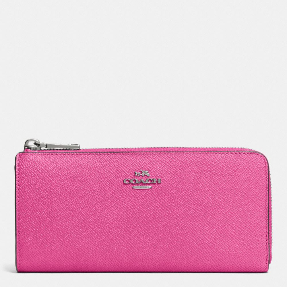 SLIM ZIP WALLET IN EMBOSSED TEXTURED LEATHER - SILVER/FUCHSIA - COACH F52333