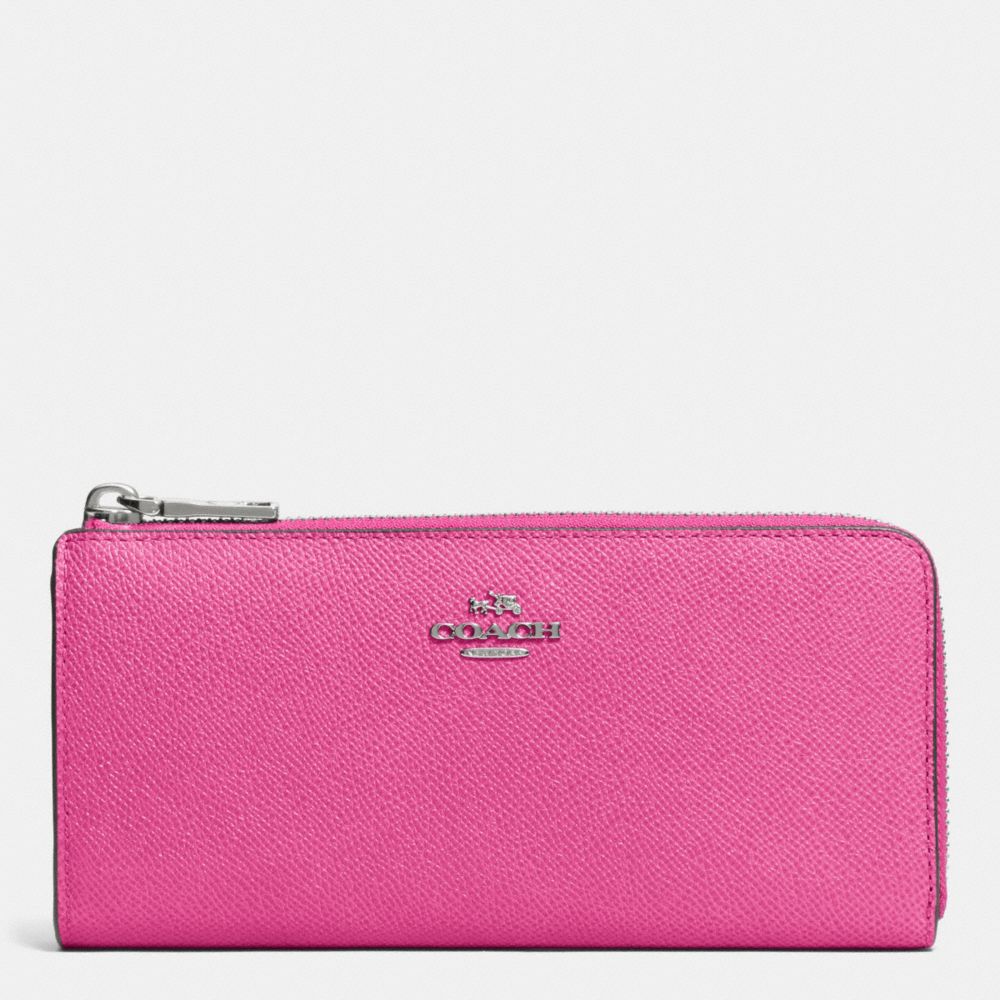 COACH SLIM ZIP WALLET IN EMBOSSED TEXTURED LEATHER - SILVER/FUCHSIA - F52333