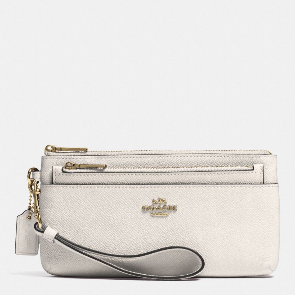 ZIPPY WALLET WITH POP-UP POUCH IN EMBOSSED TEXTURED LEATHER - LIGHT GOLD/CHALK - COACH F52334