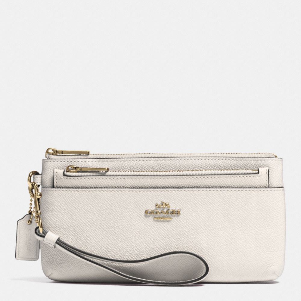 COACH F52334 Zippy Wallet With Pop-up Pouch In Embossed Textured Leather LIGHT GOLD/CHALK