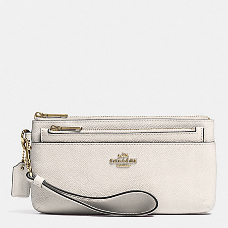 COACH f52334 ZIPPY WALLET WITH POP-UP POUCH IN EMBOSSED TEXTURED LEATHER LIGHT GOLD/CHALK