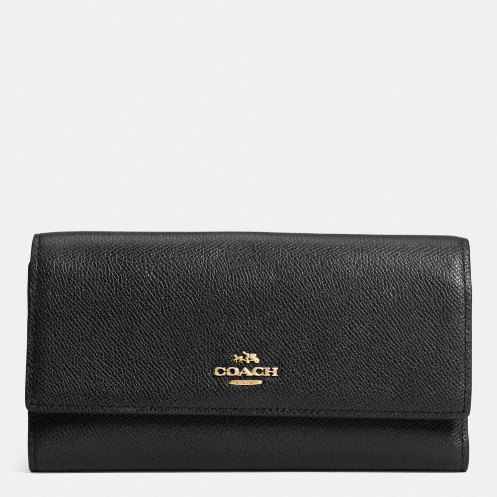 COACH F52337 CHECKBOOK WALLET IN COLORBLOCK LEATHER -LIGHT-GOLD/BLACK