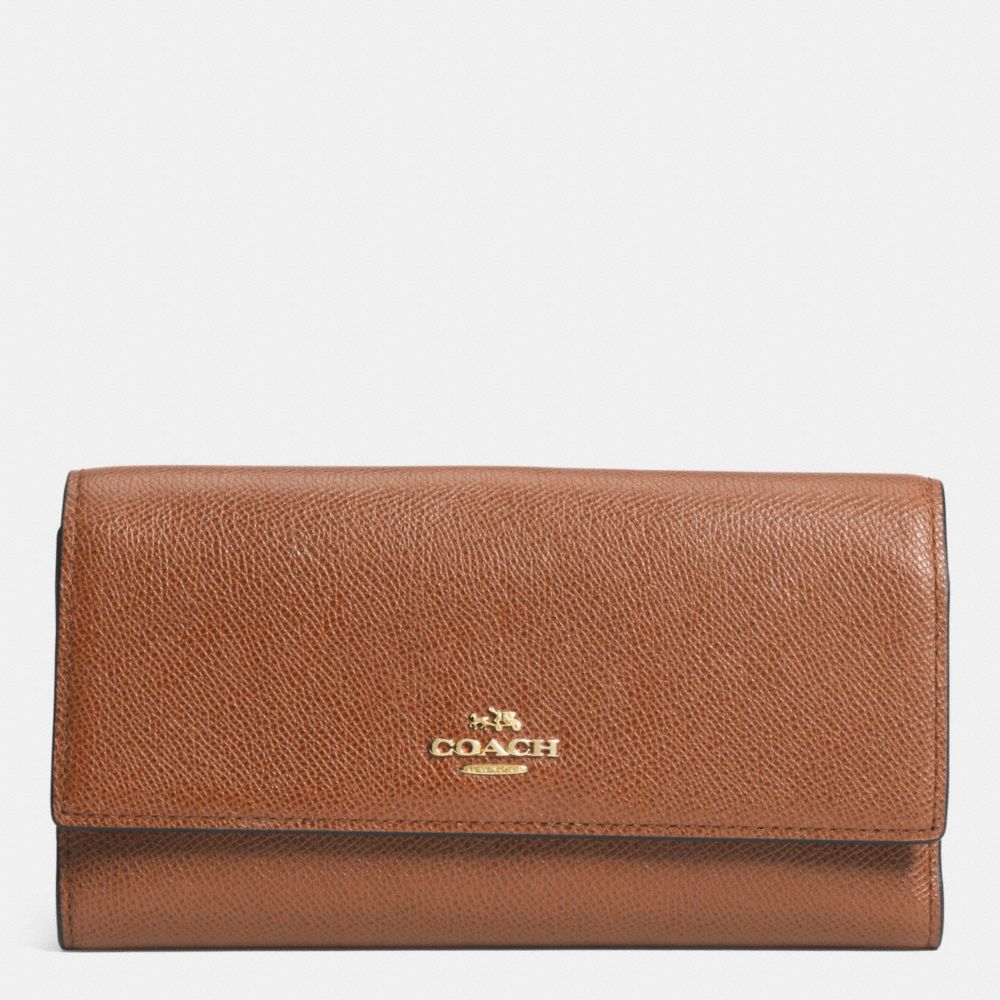 COACH CHECKBOOK WALLET IN COLORBLOCK LEATHER -  LIGHT GOLD/SADDLE - f52337