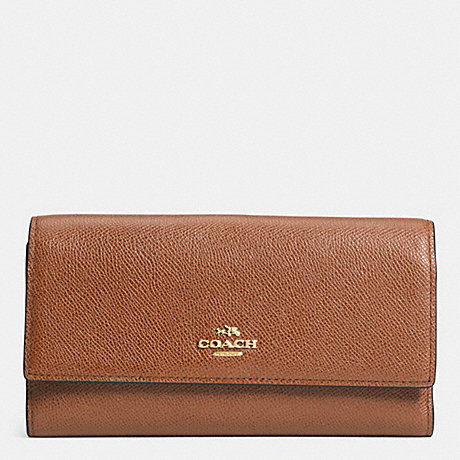 COACH f52337 CHECKBOOK WALLET IN COLORBLOCK LEATHER  LIGHT GOLD/SADDLE