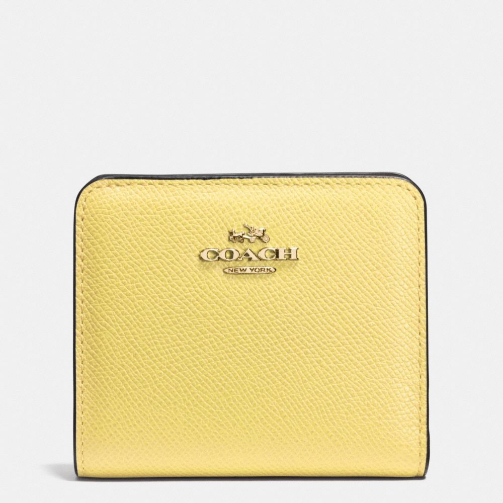 EMBOSSED SMALL WALLET IN LEATHER - f52339 - LIGHT GOLD/PALE YELLOW