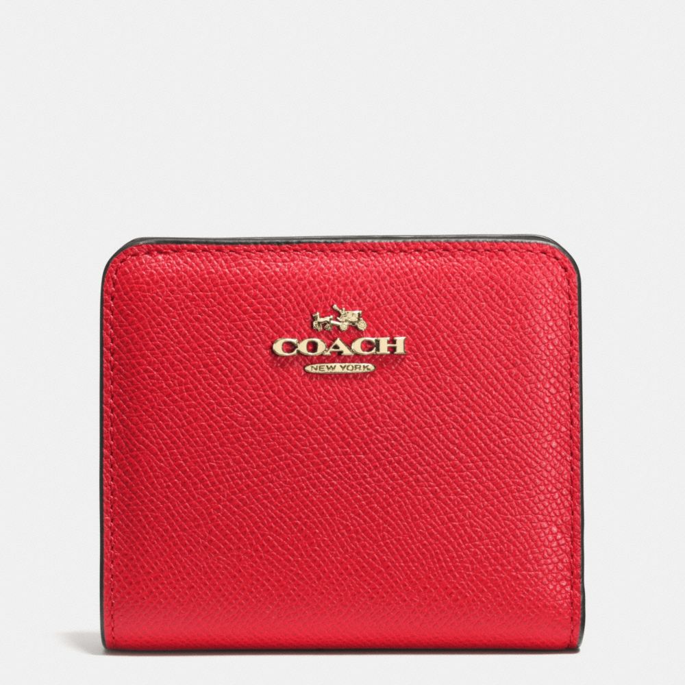 COACH F52339 EMBOSSED SMALL WALLET IN LEATHER -LIGHT-GOLD/RED