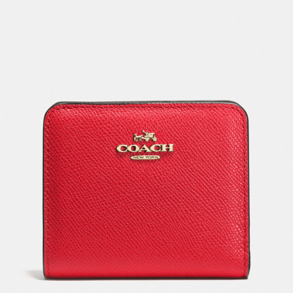 COACH f52339 EMBOSSED SMALL WALLET IN LEATHER  LIGHT GOLD/RED