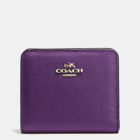 COACH F52339 EMBOSSED SMALL WALLET IN LEATHER LIGHT-GOLD/VIOLET