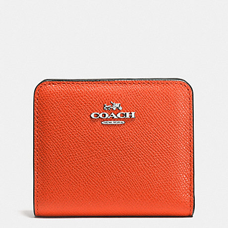 COACH F52339 EMBOSSED SMALL WALLET IN LEATHER SILVER/CORAL