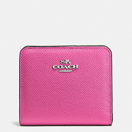 COACH F52339 EMBOSSED SMALL WALLET IN LEATHER SILVER/FUCHSIA