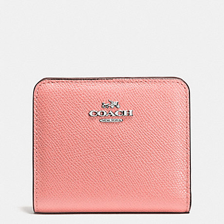 COACH F52339 EMBOSSED SMALL WALLET IN LEATHER -SILVER/PINK
