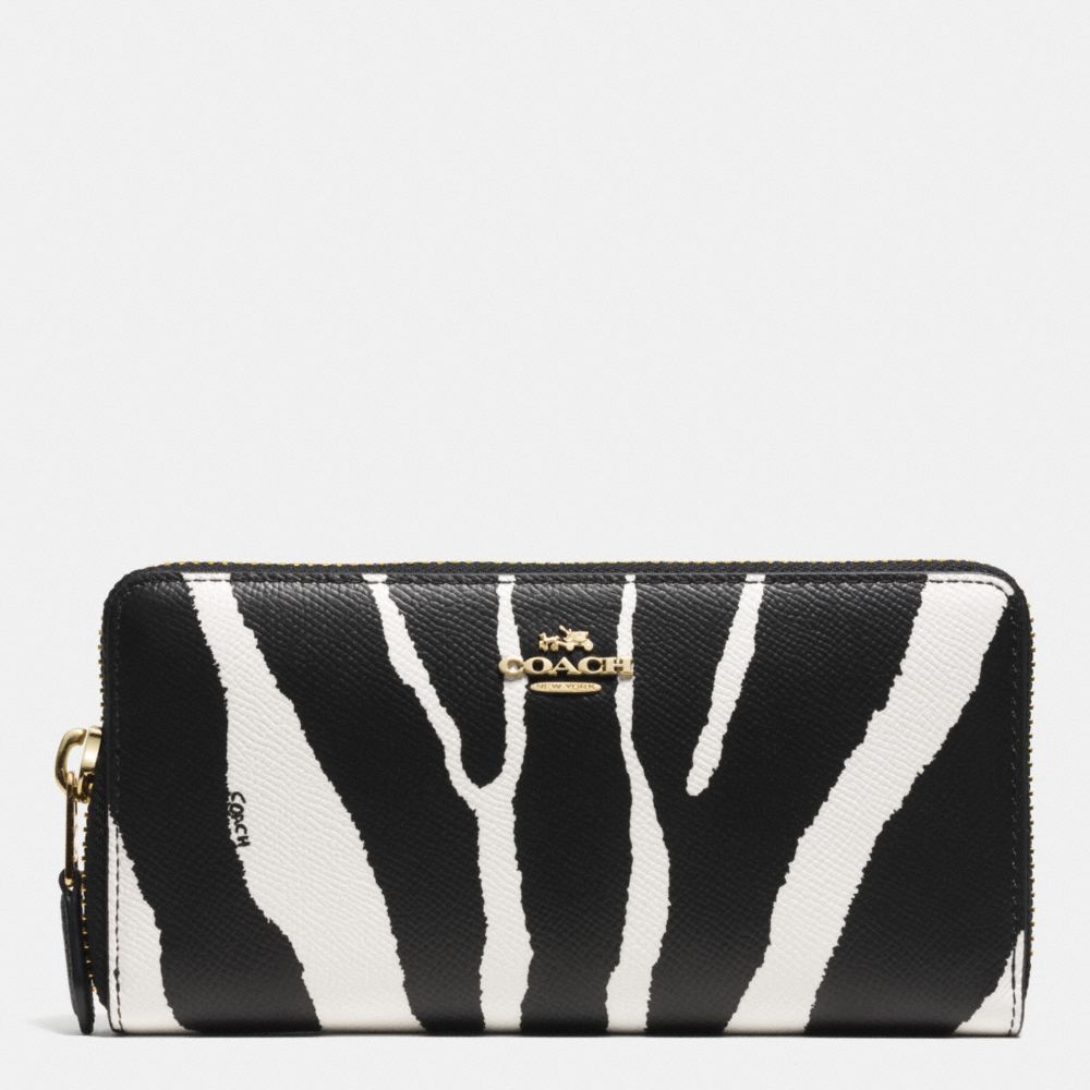 ACCORDION ZIP WALLET IN ZEBRA EMBOSSED LEATHER - LIGHT GOLD/BLACK WHITE - COACH F52340