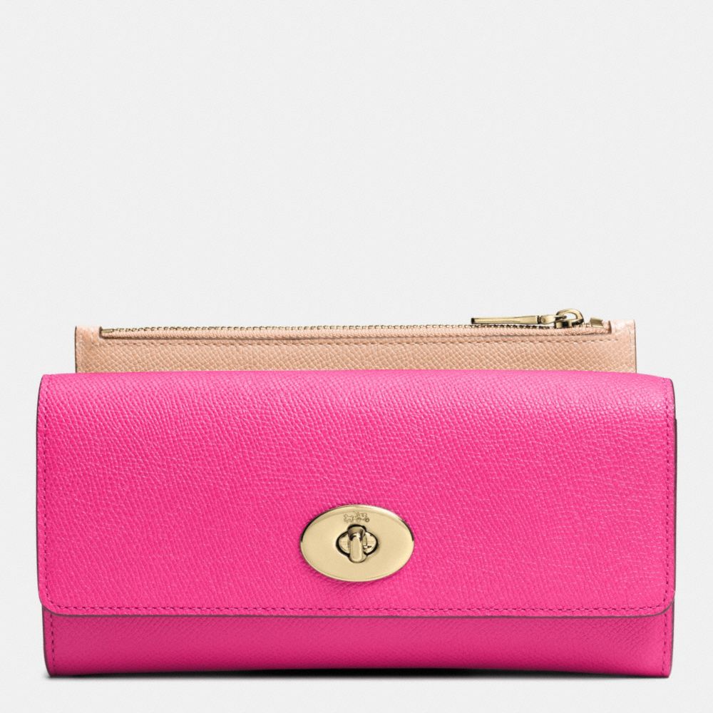 SLIM ENVELOPE WALLET WITH POP-UP POUCH IN EMBOSSED TEXTURED LEATHER - LIEDT - COACH F52345