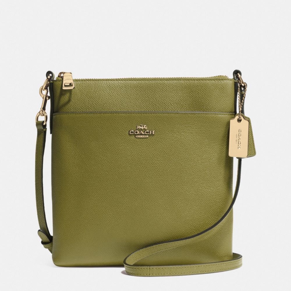 COACH F52348 North/south Swingpack In Embossed Textured Leather LIGHT GOLD/MOSS