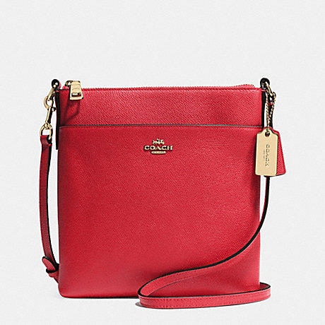 COACH F52348 COURIER CROSSBODY IN CROSSGRAIN LEATHER -LIGHT-GOLD/RED