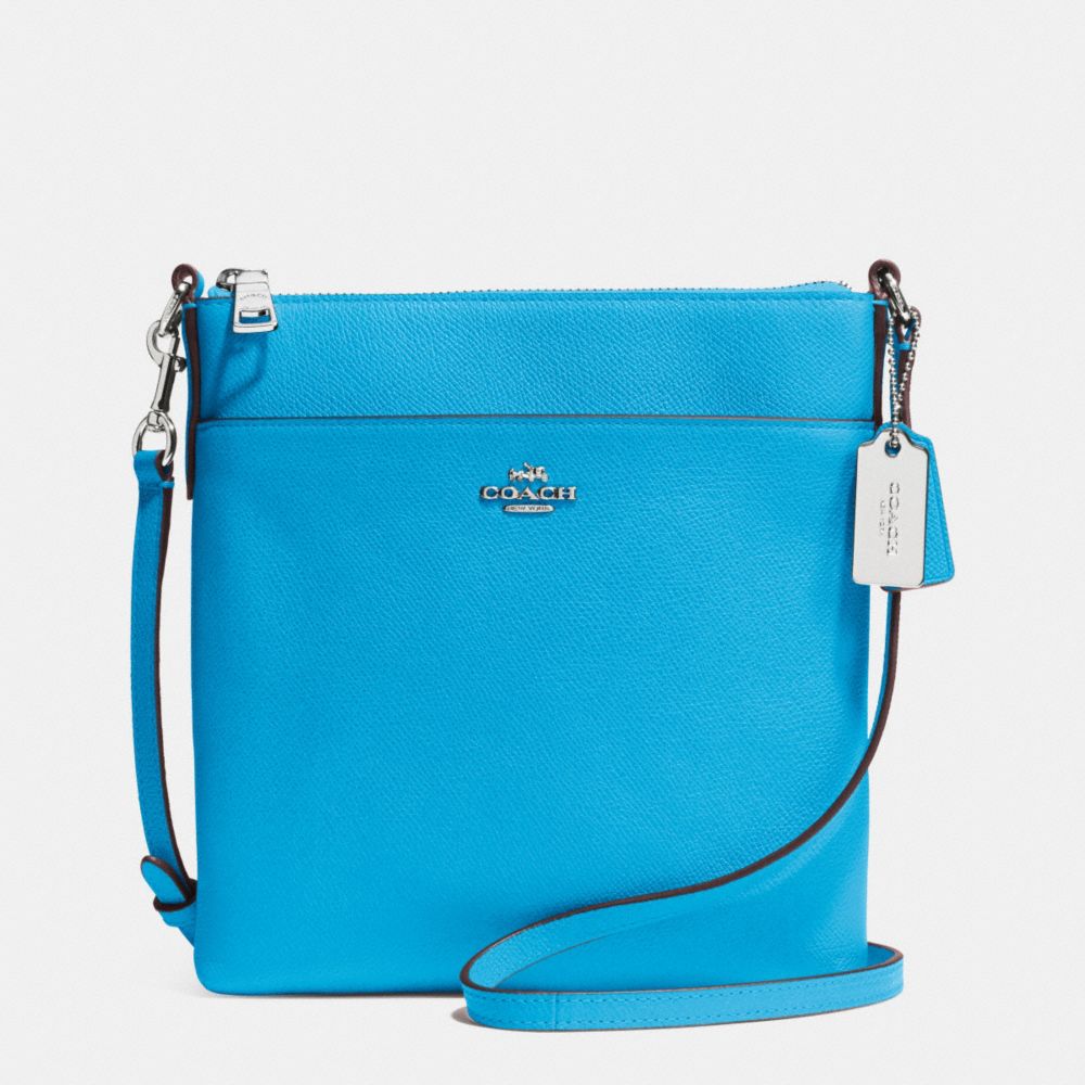 NORTH/SOUTH SWINGPACK IN EMBOSSED TEXTURED LEATHER - f52348 - SILVER/AZURE