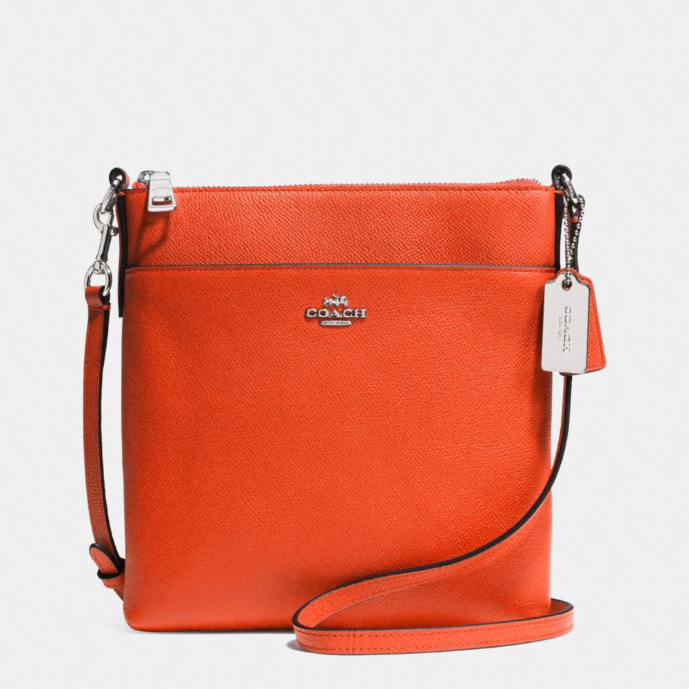 COACH F52348 COURIER CROSSBODY IN CROSSGRAIN LEATHER -SILVER/CORAL