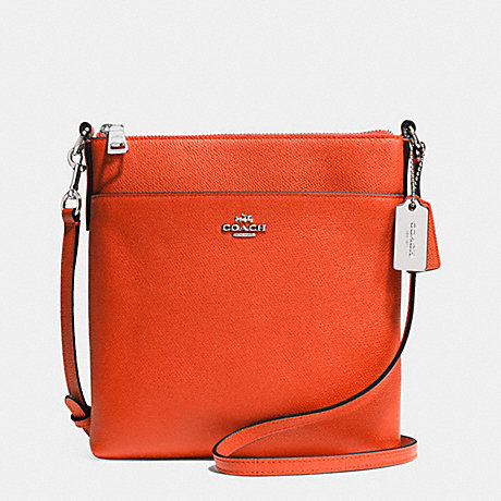 COACH F52348 COURIER CROSSBODY IN CROSSGRAIN LEATHER -SILVER/CORAL