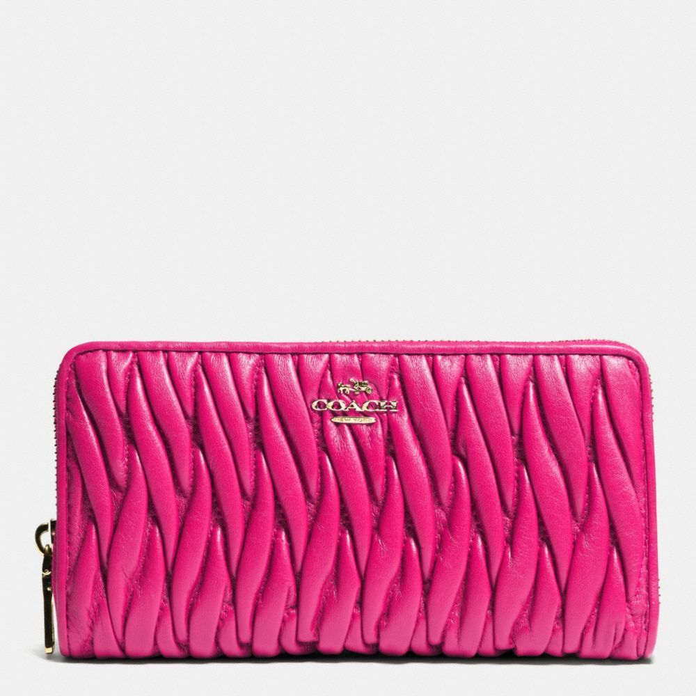ACCORDION ZIP WALLET IN GATHERED LEATHER - LIGHT GOLD/PINK RUBY - COACH F52351