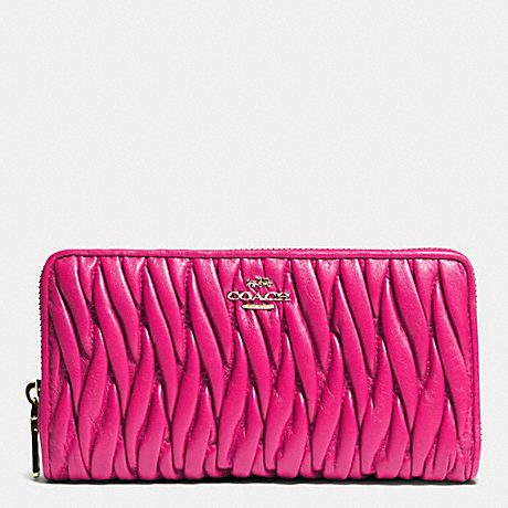 COACH ACCORDION ZIP WALLET IN GATHERED LEATHER - LIGHT GOLD/PINK RUBY - f52351