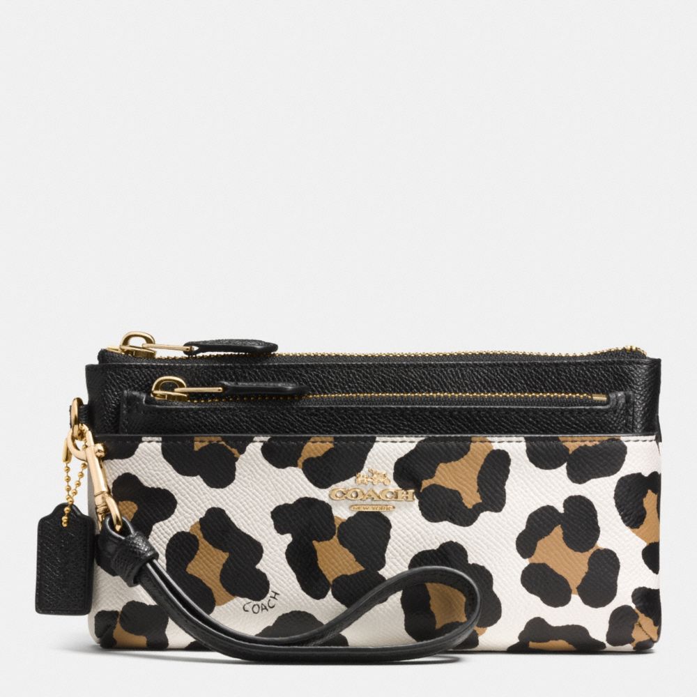 COACH F52355 Zippy  Wallet With Pop Up Pouch In Ocelot Print Leather  LIGHT GOLD/WHITE MULTICOLOR